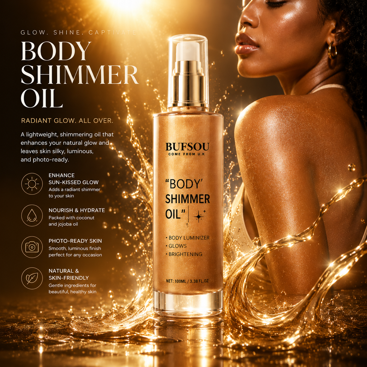 BUFSOU Natural Botanical Body Shimmer Oil Collection （BC-BSO-01）