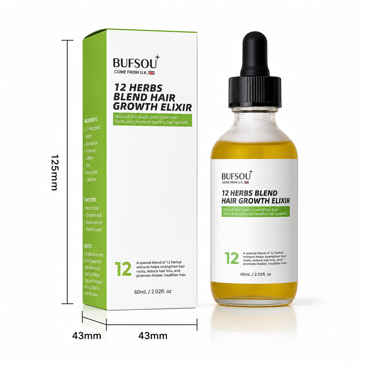BUFSOU 12 Herbs Blend Hair Growth Elixir 55ML （HC-BG-01）