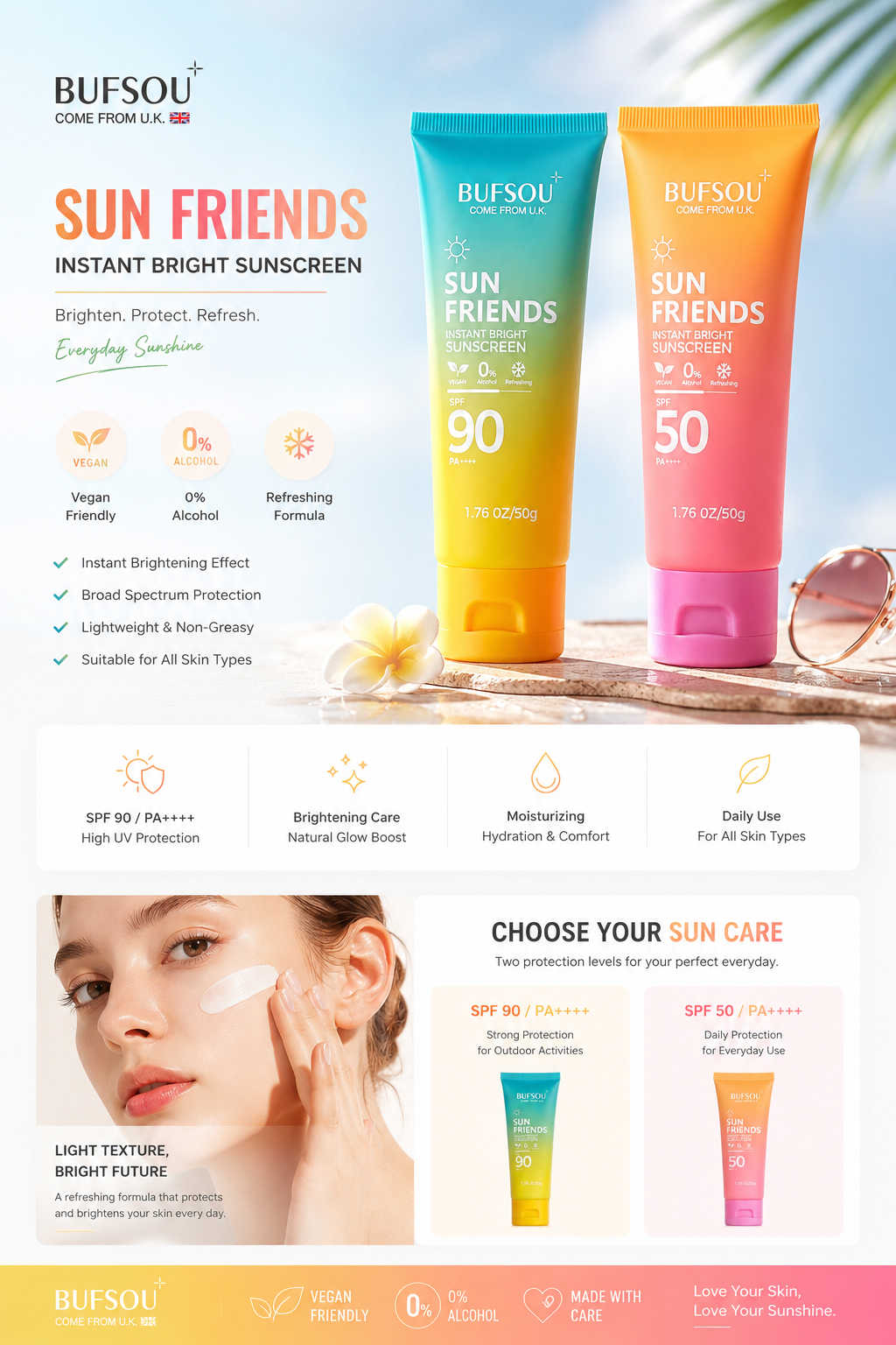 BUFSOU Sun Friends Instant Bright Sunscreen SPF 50 / SPF 90 (UC-IBS-01P)