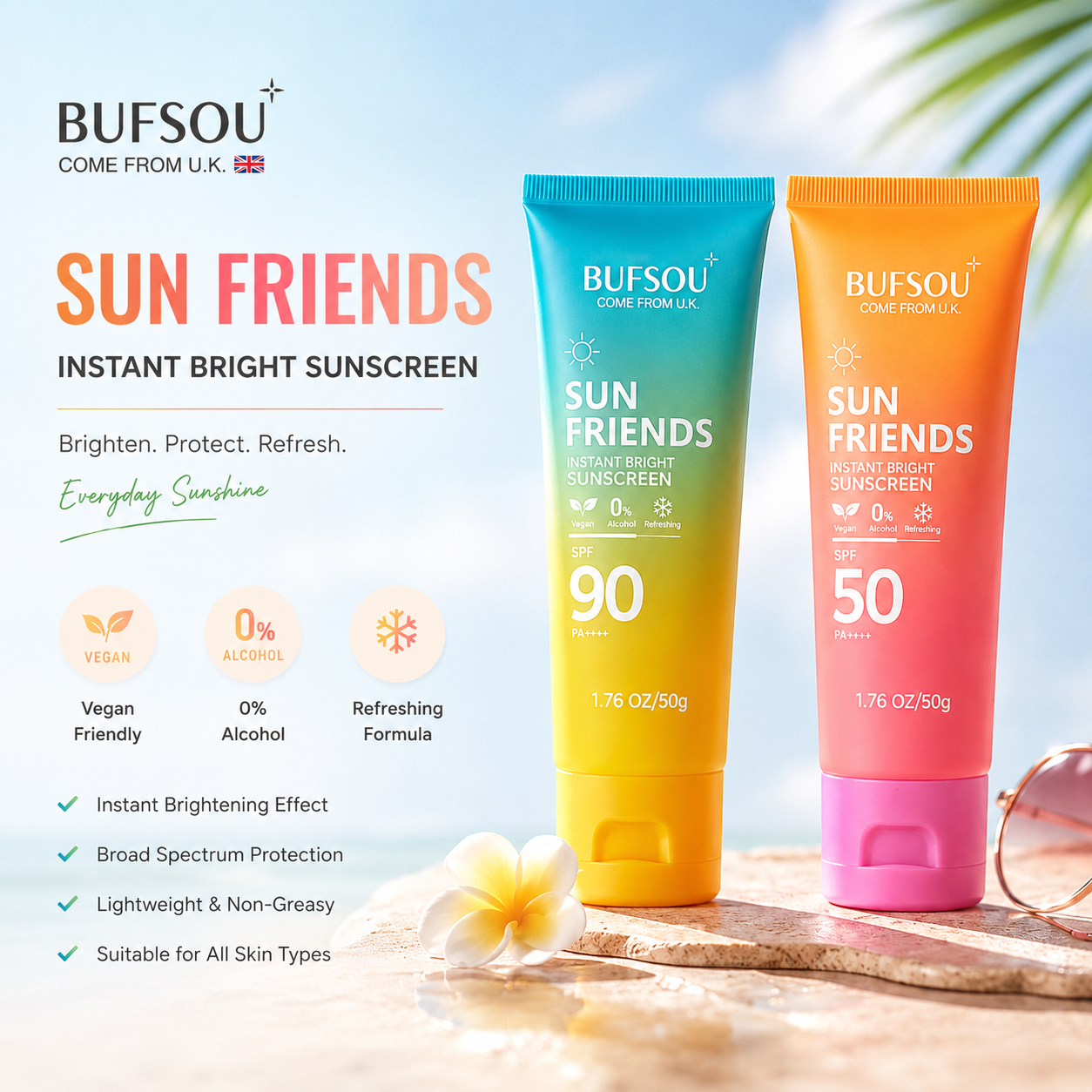 BUFSOU Sun Friends Instant Bright Sunscreen SPF 50 / SPF 90 (UC-IBS-01P)