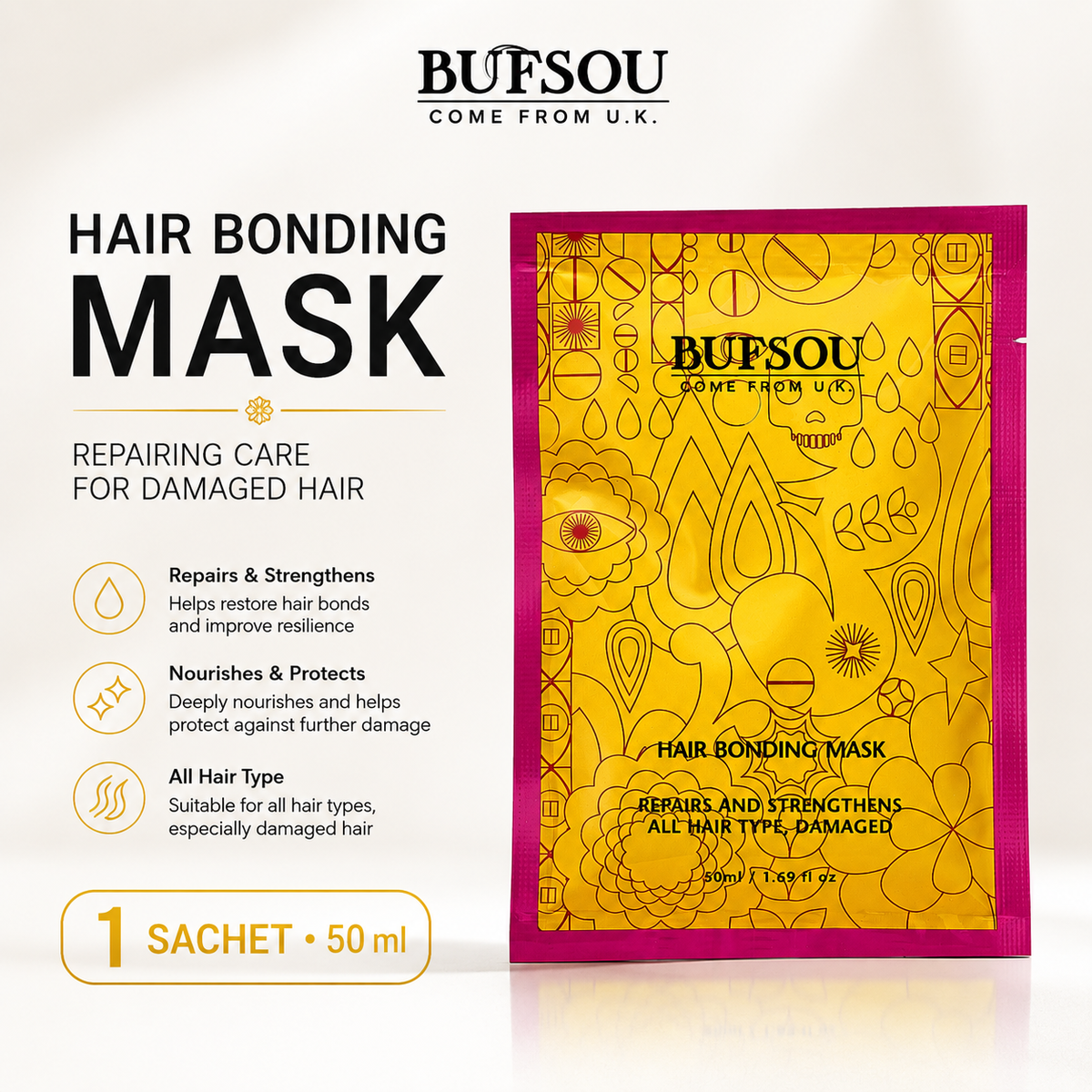 BUFSOU Hair Bonding Mask – 1 Sachet / 50 ml (HC-BM-01)