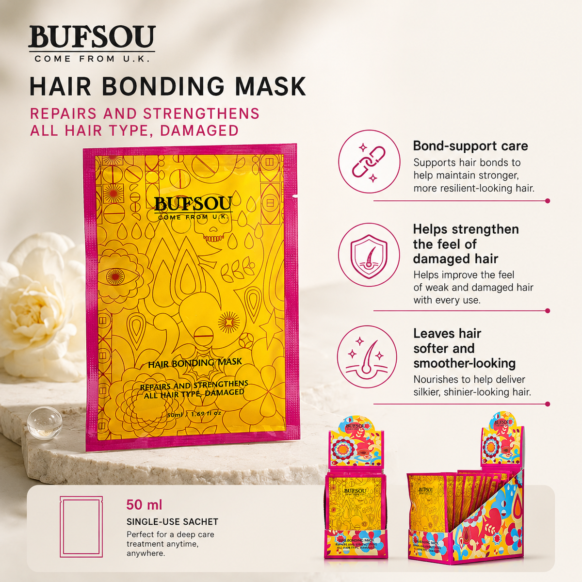 BUFSOU Hair Bonding Mask – 1 Sachet / 50 ml (HC-BM-01)
