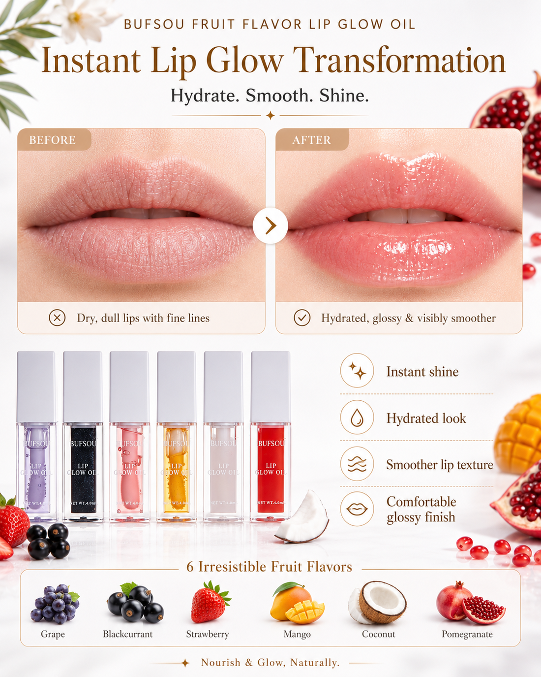 BUFSOU Lip Glow Oil (Multi-Flavor)（L-LGO）