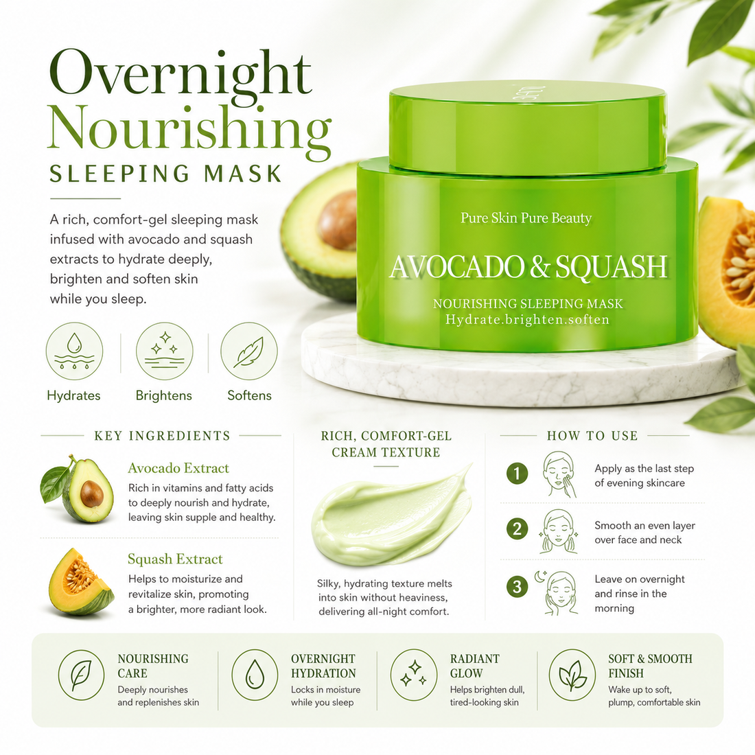 BUFSOU AVOCADO&SQUASH cream(green) 50ML （SC-C-C-01G）