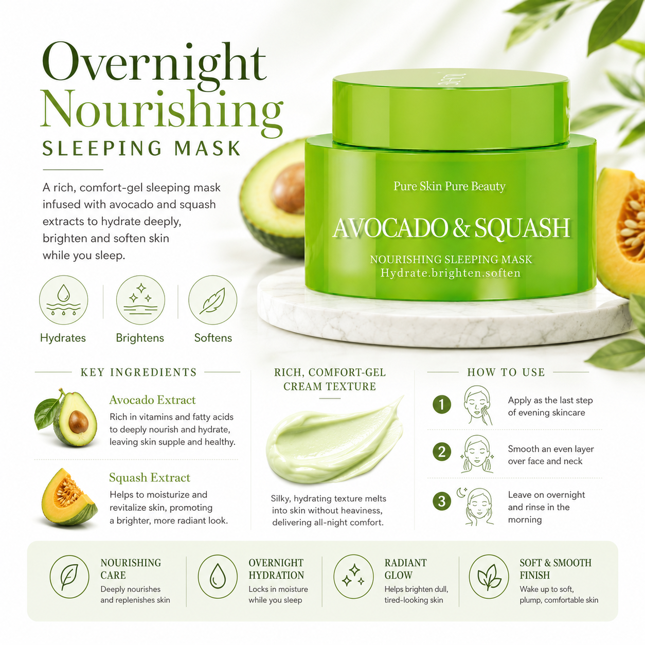 BUFSOU AVOCADO&SQUASH cream(green) 50ML （SC-C-C-01G）