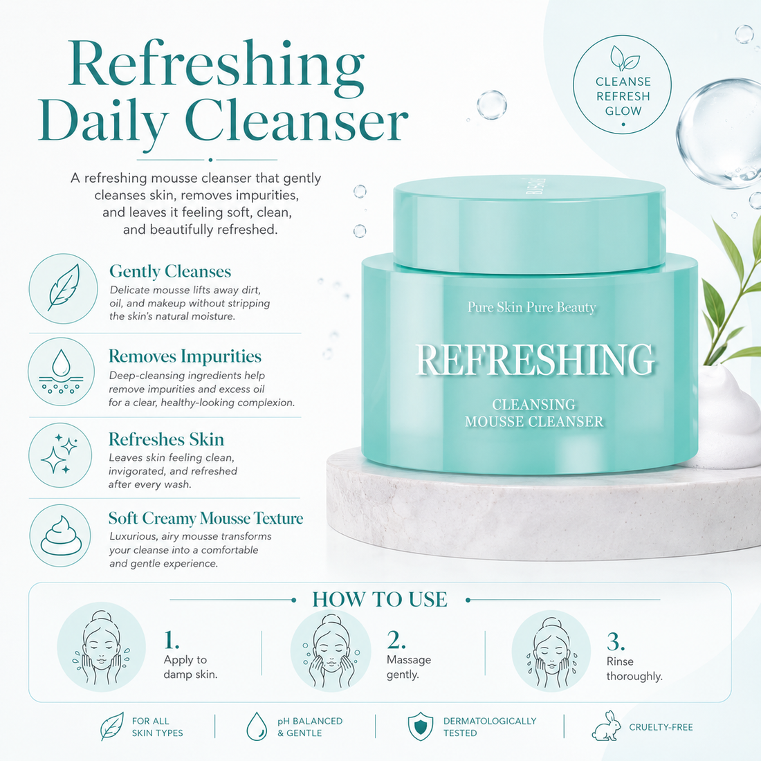 BUFSOU Facial Cleanser-REFRESHING(Lake blue green) 50ML (SC-C-C-07G)