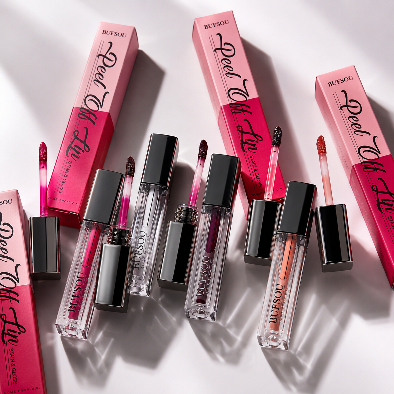 BUFSOU Peel Off Lip Stain & Gloss 6 colors (L-PO&G)