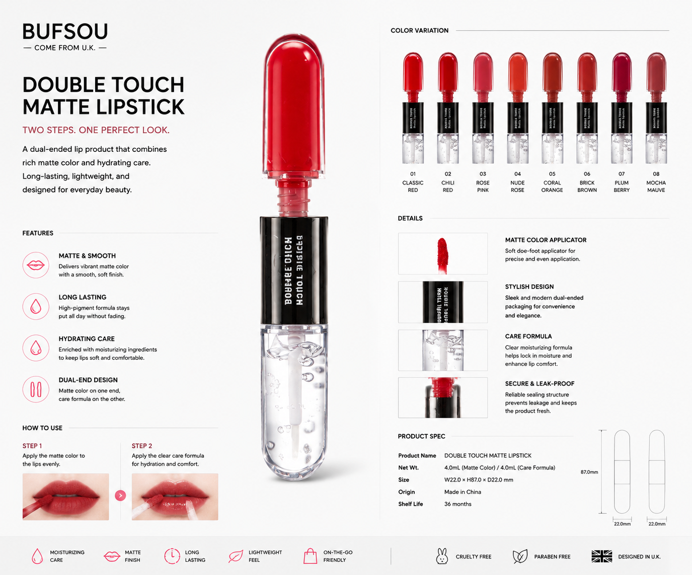 Double Touch Matte Lipstick (L-DTML-01)