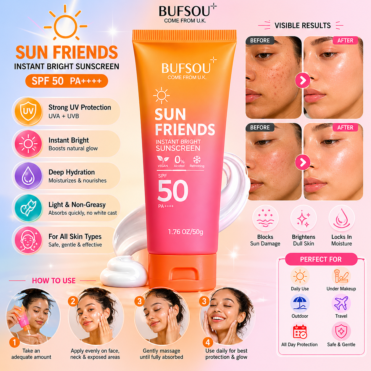 BUFSOU Sun Friends Instant Bright Sunscreen SPF 50 / SPF 90 (UC-IBS-01P)
