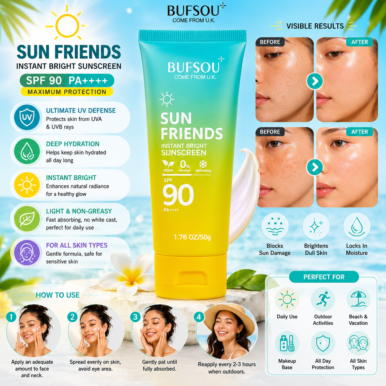 BUFSOU Sun Friends Instant Bright Sunscreen SPF 50 / SPF 90 (UC-IBS-01P)