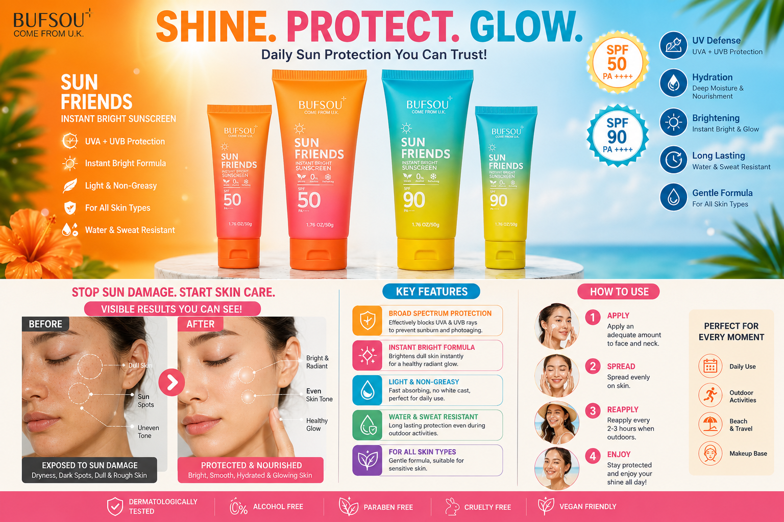 BUFSOU Sun Friends Instant Bright Sunscreen SPF 50 / SPF 90 (UC-IBS-01P)